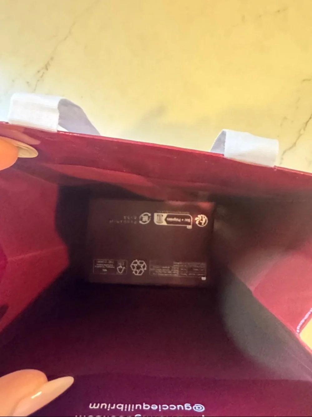 Gucci Deep Wine Gift Bag with White Ribbon Handles 12x7x4